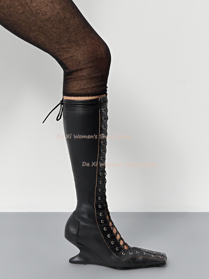 Square Toe Wedge Heel Instep C - огляд і ціна Women'S Fashion Knee High Boots