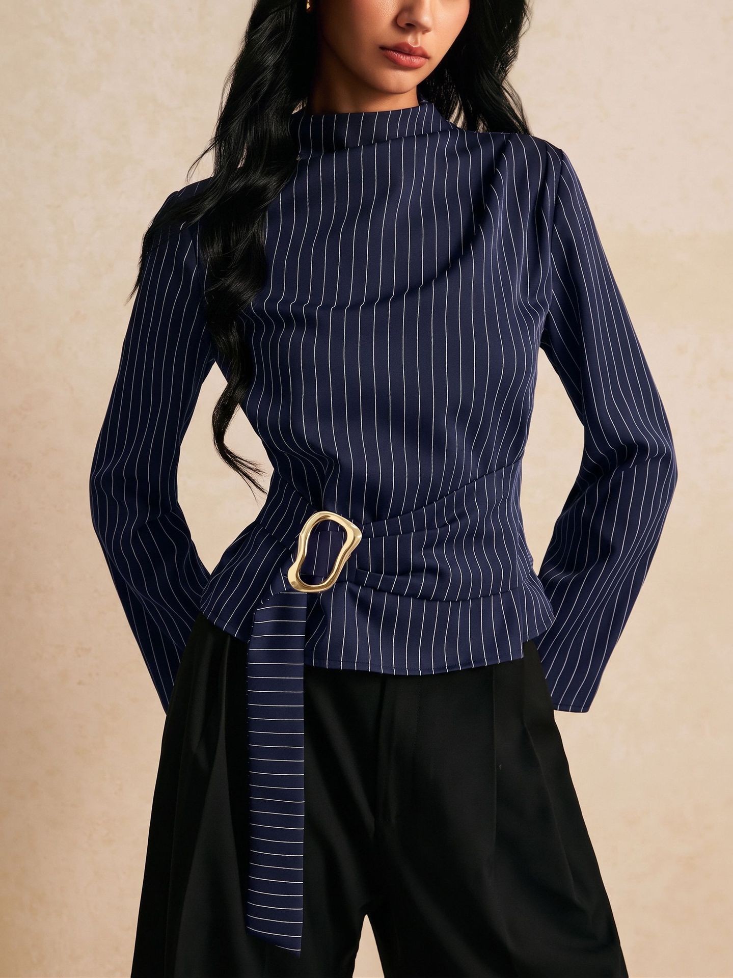 Tie Bell Sleeve Top Fitted Wai - огляд і ціна Women Fashion Necktie