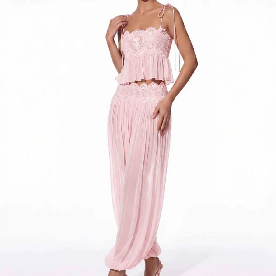 Women Long Pant Set Square Nec - огляд і ціна Lace Trim Cami
